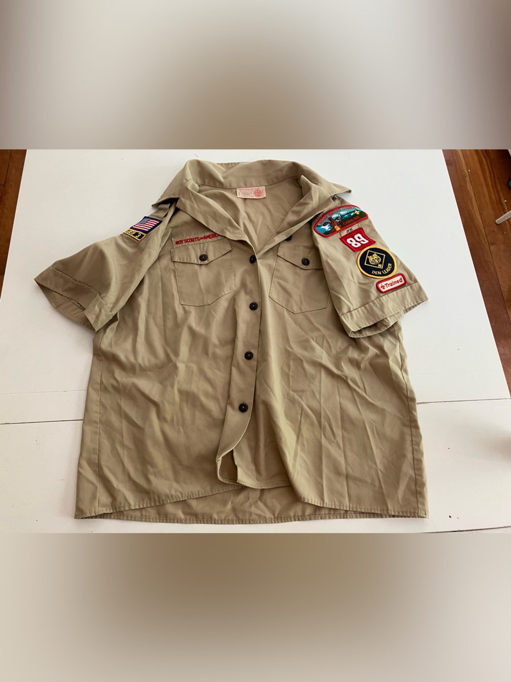 Khaki Short Sleeve Scout Shirt with Patches